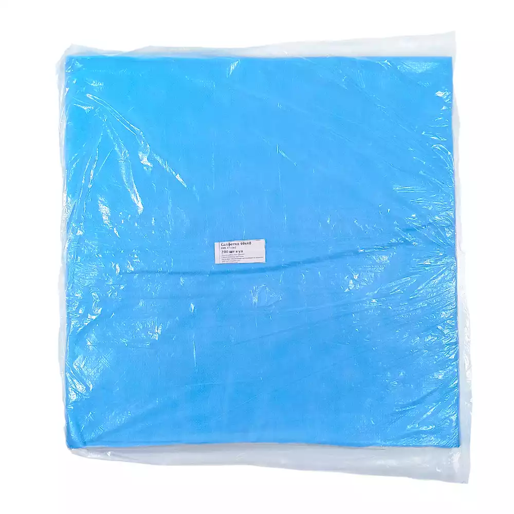 Салфетка 40*40см, материал СМС 17г/м2, хирургическая , цвет голубой, одноразовая, нестерильная