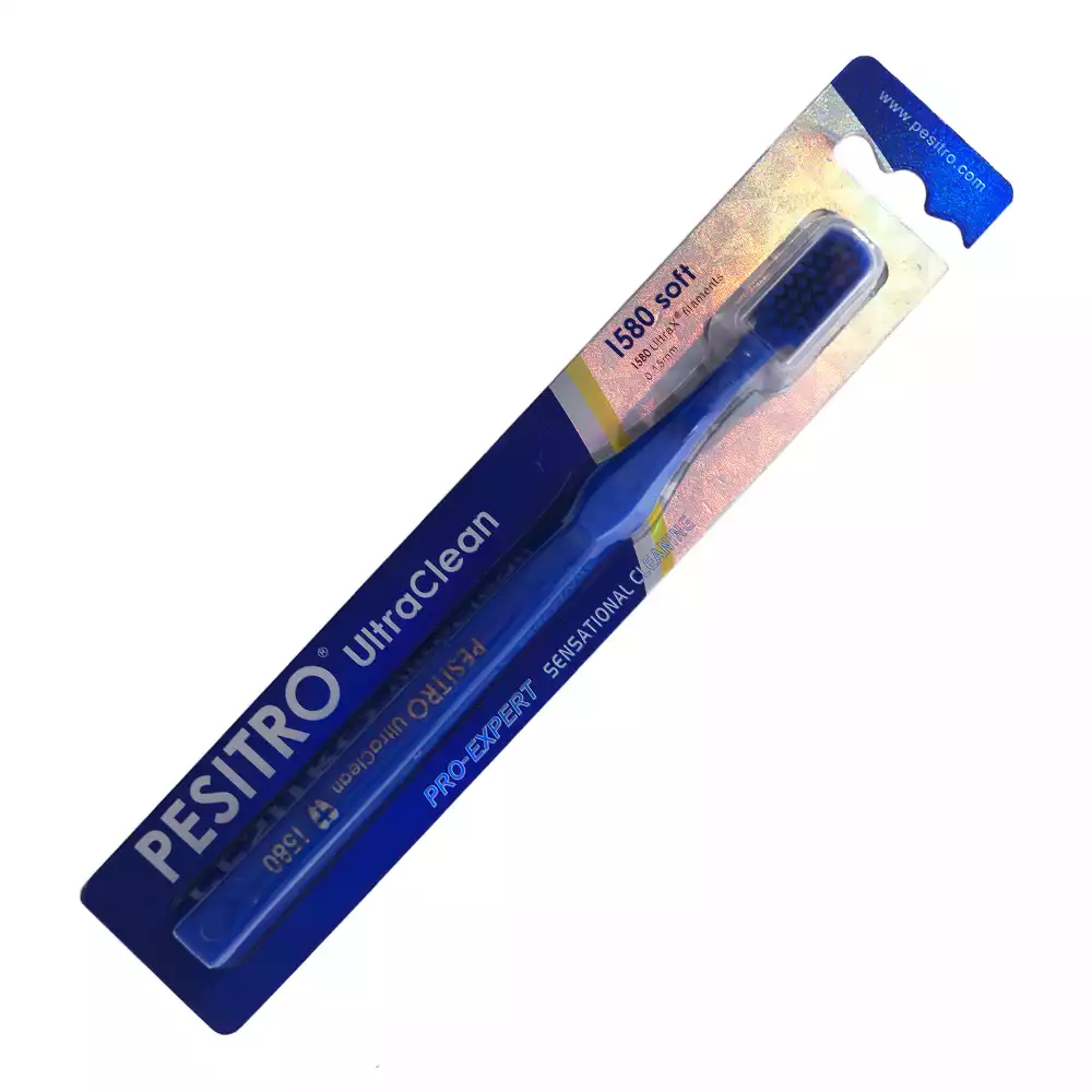 Щетка зубная PESITRO UltraClean soft 1580, с пластиковой ручкой, щетина полиэстер, жесткая