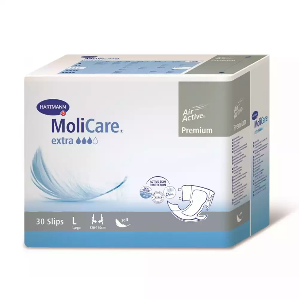 Подгузники для взрослых MOLICARE Premium extra soft, размер L, объем талии 120-150см, средняя степень недержания, упаковка 30шт