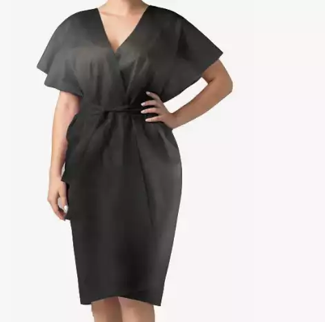 Халат (кимоно) с запахом, материал спанбонд 35г/м2, нестерильный, цвет черный