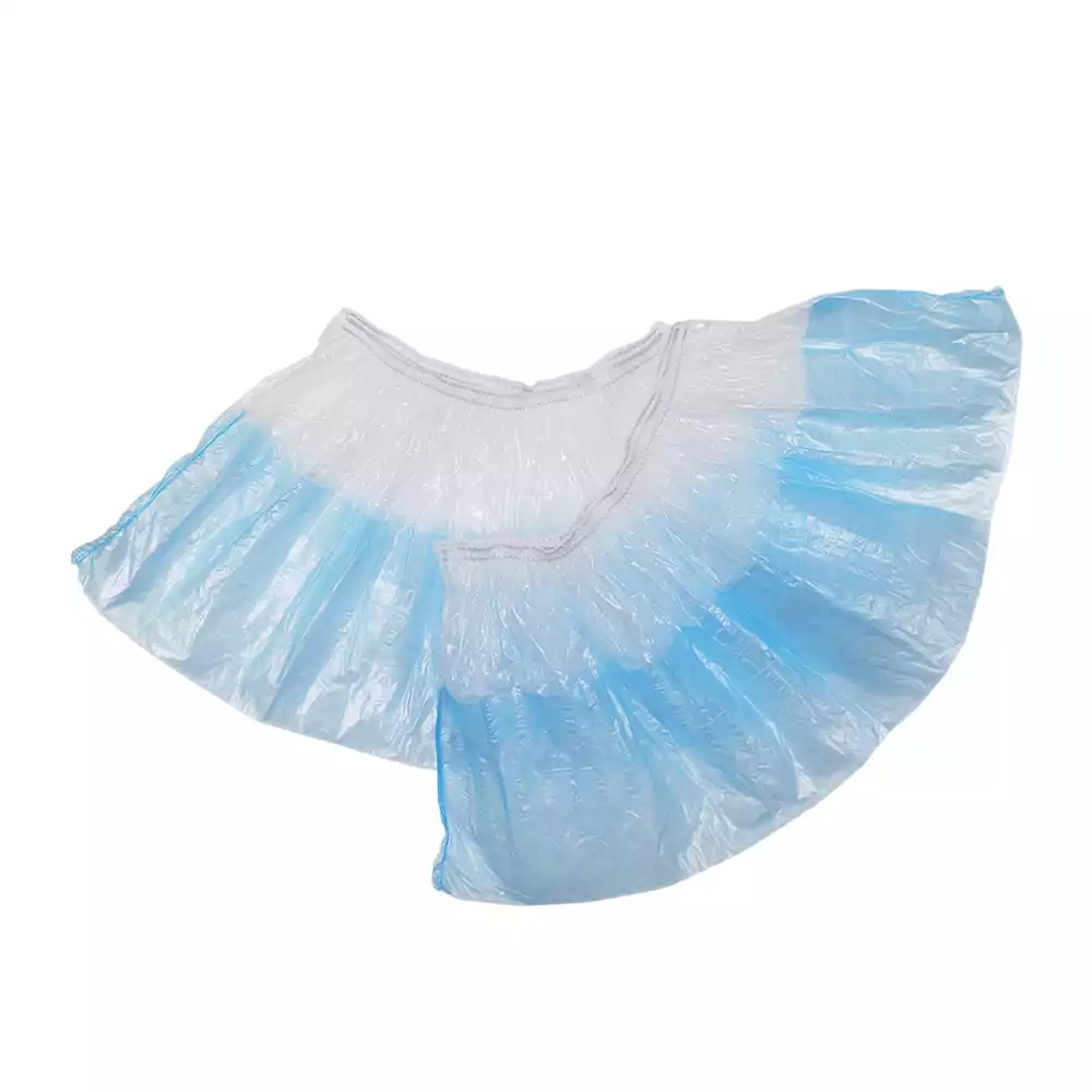 Бахилы UNITE "Экстра плюс", полиэтиленовые, двойная резинка, двойное дно, вес 5,0 гр/пара, размер 410*140мм, цвет - бело-синий