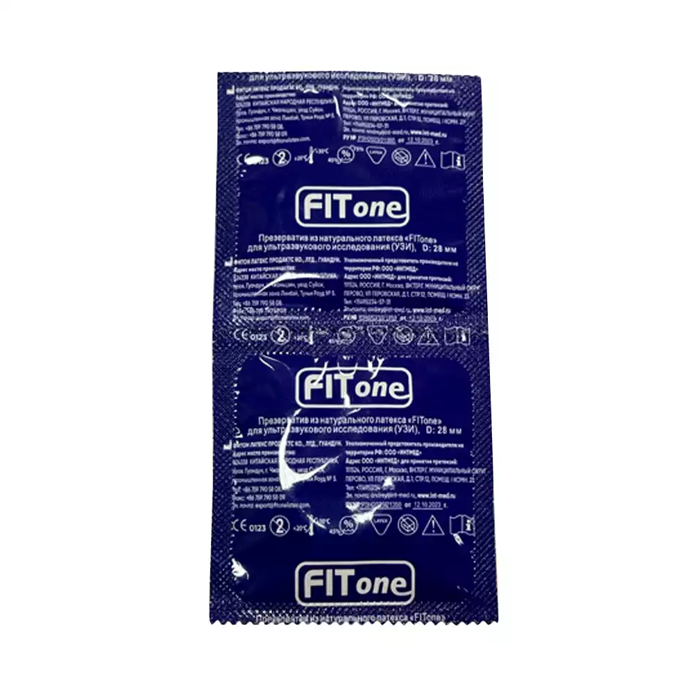 Презерватив для УЗИ "FITone" (без смазки, без накопителя) прозрачный, диаметр 28мм, одноразовый