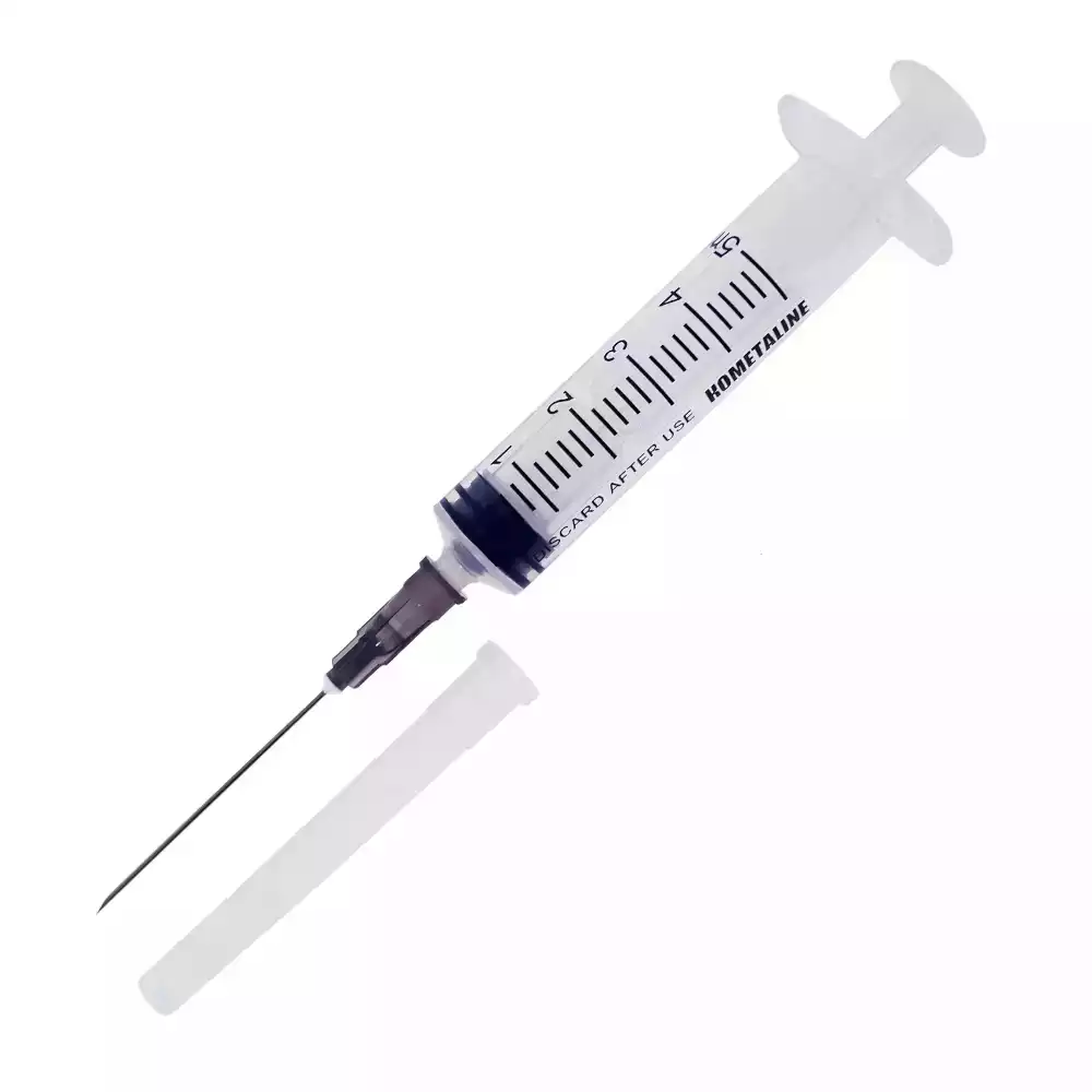 Шприц КОМЕТАLINE 5,0 мл, 3-х компонентный, игла 22G (0,7х38мм), стерильный