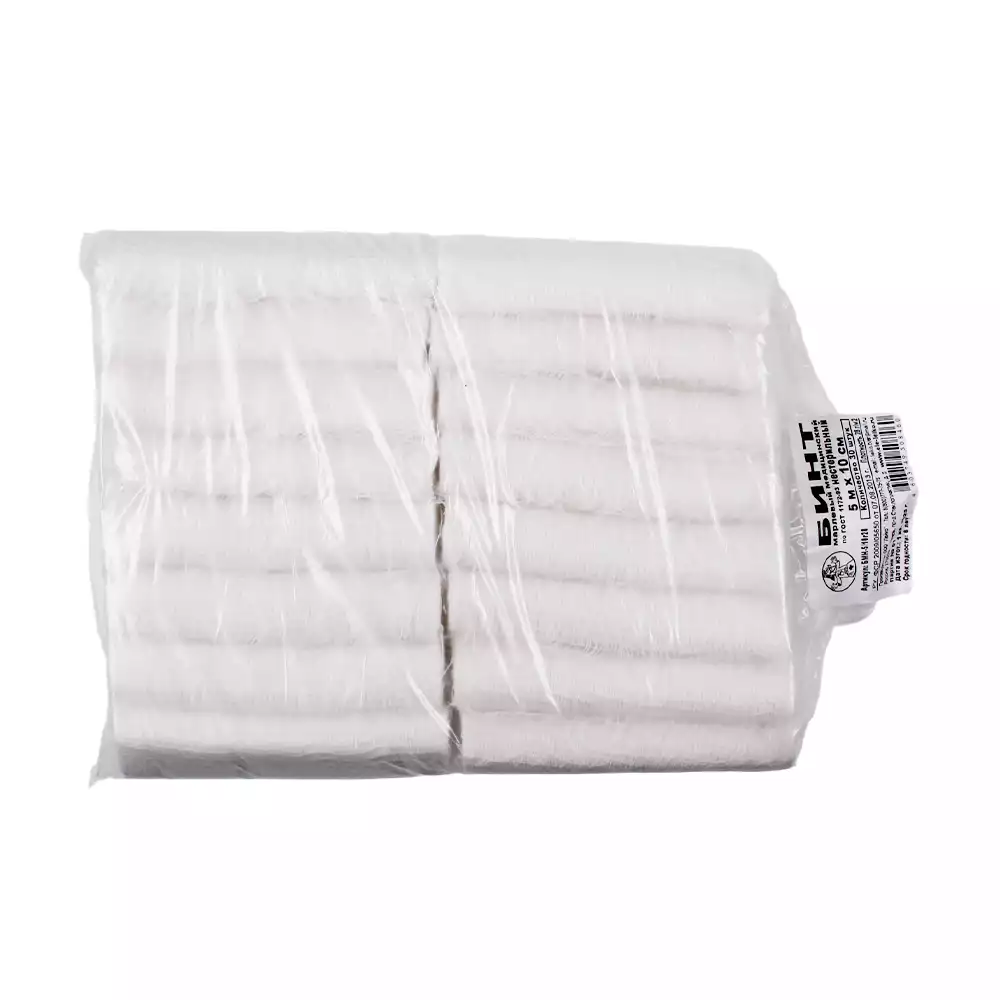 Бинт марлевый, размер 5*10см, плотность 28г/м2, нестерильный, инд.упаковка