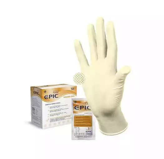 Перчатки EPIC SG PF хирургические, размер 7,0, латексные, неопудренные, текстурированные, стерильные, упаковка 50 пар