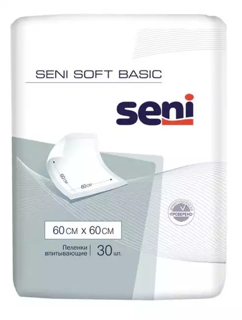 Впитывающие пеленки Seni Soft Basic, 60х60см, 30шт
