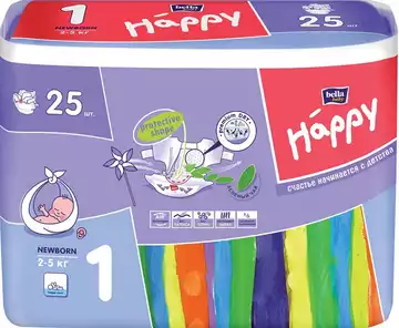 Подгузники Вella baby Happy Newborn для детей, размер 3, вес 2-5кг, упаковка 42шт
